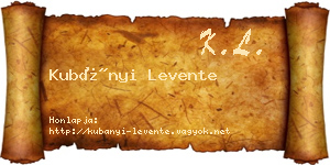 Kubányi Levente névjegykártya