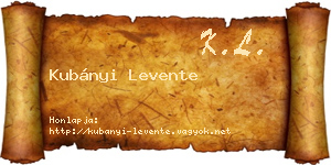 Kubányi Levente névjegykártya
